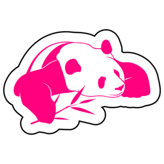 Panda And His Bamboo Sticker (Hot Pink)